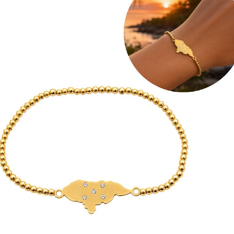 PULSERA DE ENCHAPE ELASTICA PARA DAMA CON DISEÑO DE HONDURAS