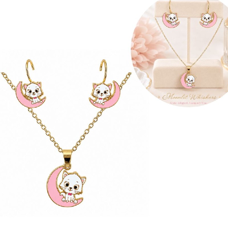 SET DE ENCHAPE PARA DAMA CON DISEÑO INFANTIL DE LUNA Y GATO