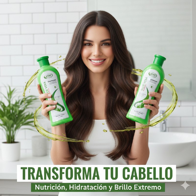 SET DE SHAMPOO Y ACONDICIONADOR  DE ALOE VERA Y QUERATINA ESTIMULA EL CUERO CABELLUDO Y EL CRECIMIENTO STAY BEAUTIFUL 1000MLX2