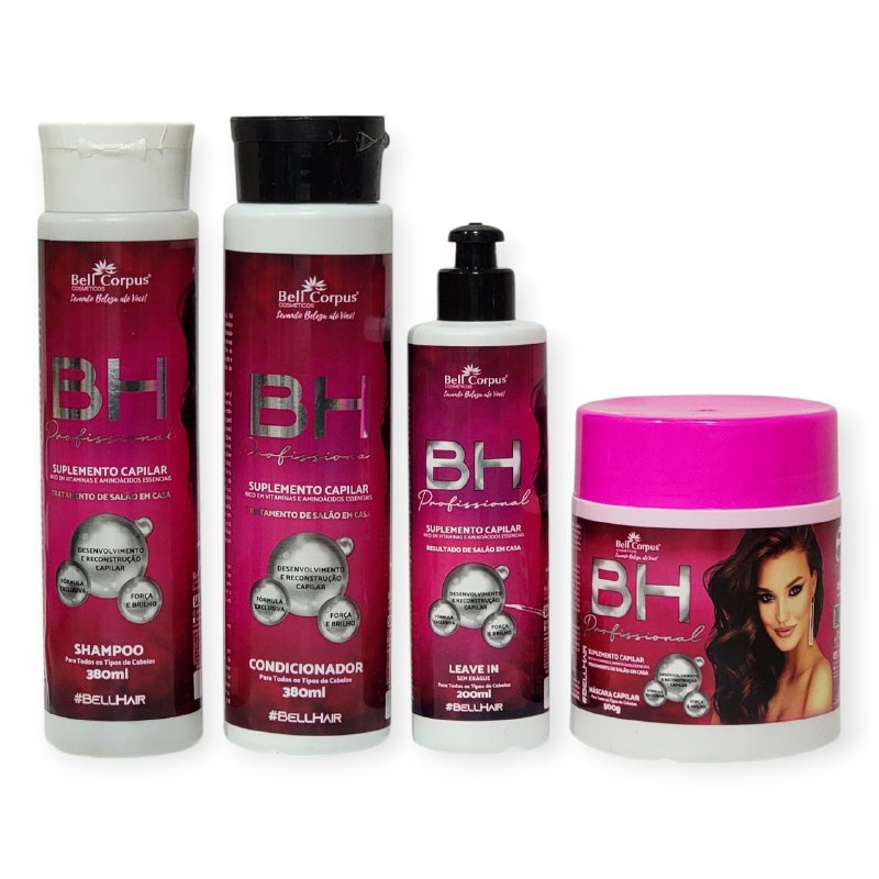 SET DE CUIDADO PARA EL CABELLO 4PCS BH PROFESSIONAL BELL CORPUES COSMETICS