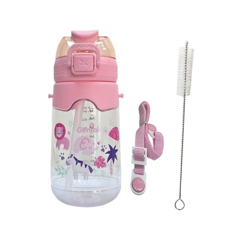 BOTE DE AGUA INFANTIL ERGONOMICA CON DISEÑO DE ANIMALES GENIAL 600ML