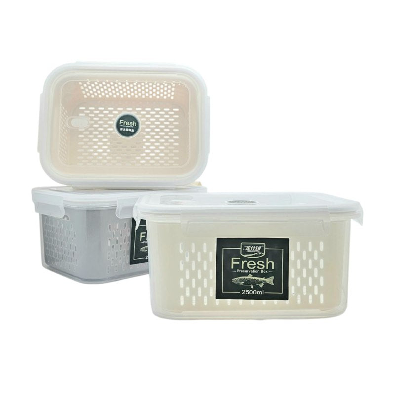 ORGANIZADOR RECIPIENTE ALMACENADOR DE ALIMENTOS DE PLASTICO FRESH PARA PRESERVAR COMIDA DOBLE CAPA Y COLADOR KETNET 22X11CM