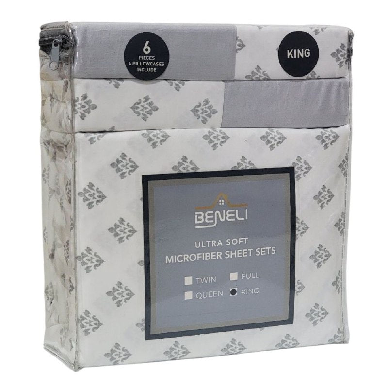 JUEGO DE SABANAS CAMERA DE 6 PIEZAS QUEEN BENELI HOME, 17 ESTILOS