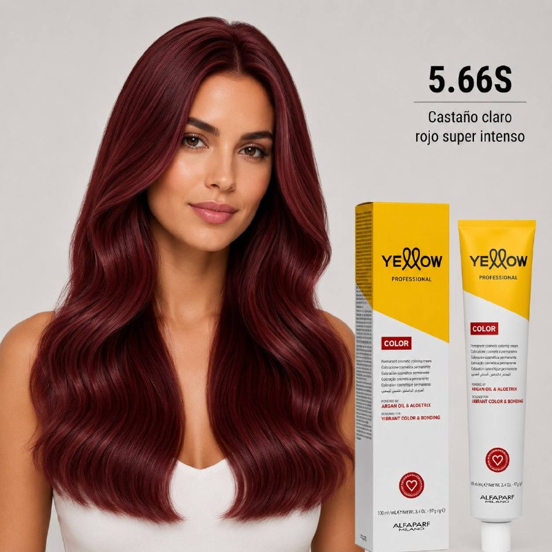TINTE PERMANENTE PARA EL CABELLO CON ACEITE DE ARGAN Y ALOETRIX TONO 5.66S CASTAÑO CLARO ROJO SUPER INTENSO ALFAPARF 100ML