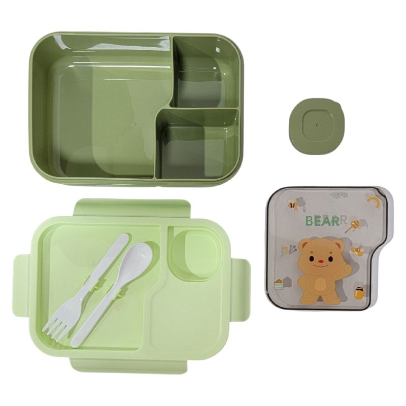 LONCHERA EN KIT CON SEPARADOR, CUBIERTOS Y PAILA PARA SALSA 3 COLORES