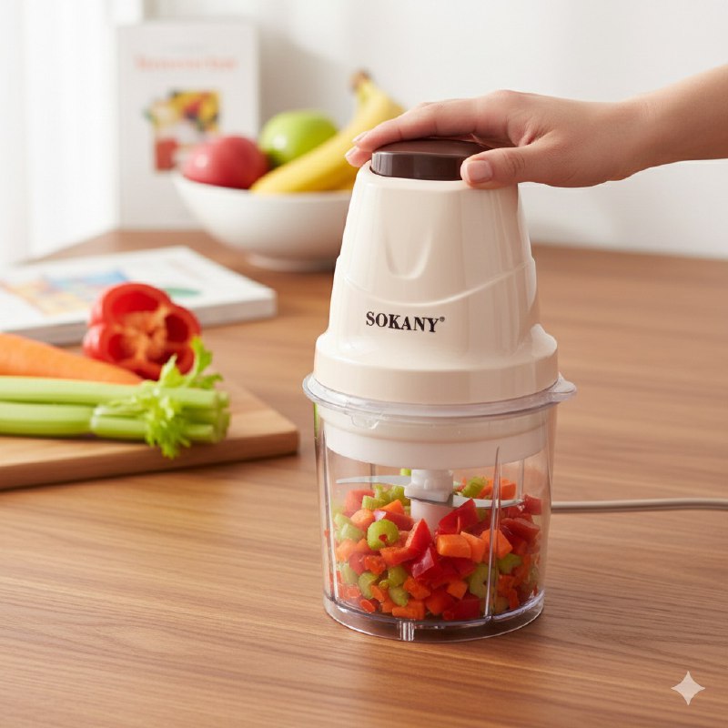 MAQUINA PICADORA DE ALIMENTOS ELECTRICA POTENTE DE 250W CON CAPACIDAD DE 0.7L SOKANY SK-06009 12X23CM