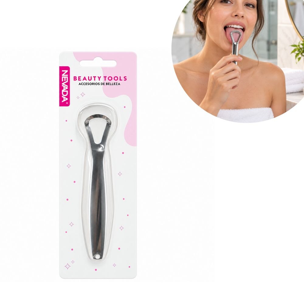LIMPIADOR DE LENGUA METÁLICO REUTILIZABLE NEVADA 14CM