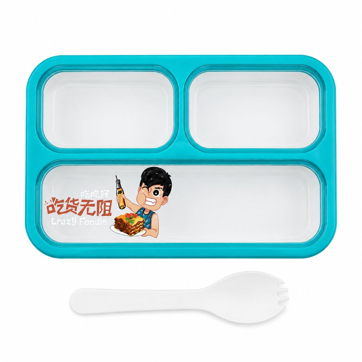 LONCHERA INFANTIL PREMIUM DE 3 COMPARTIMIENTOS CONTENEDOR ESCOLAR DE CONFORT PARA ALIMENTOS CON UTENSILIO INCLUIDO BENELI HOME 5x8 CM