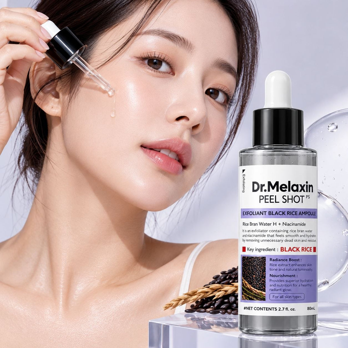 AMPOLLA EXFOLIANTE DE ARROZ NEGRO PEEL SHOT PS DR.MELAXIN 80ML