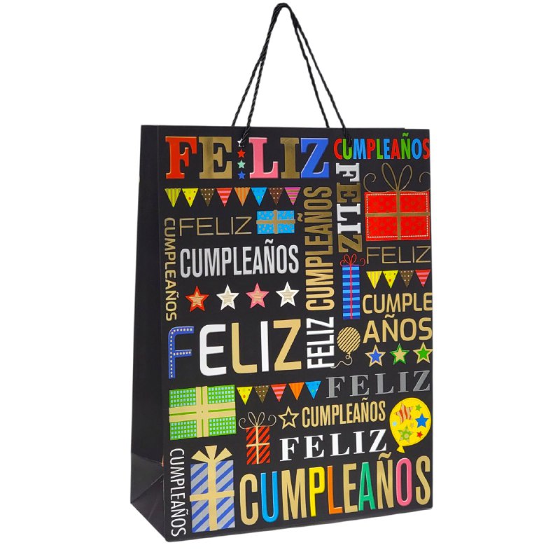 BOLSA DE REGALO DE FELIZ CUMPLEAÑOS GRANDE 30X12X40CM