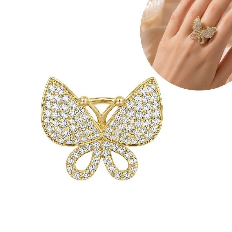 ANILLO DE ENCHAPE PARA DAMA CON MARIPOSA MAJESTUOSA EN PAVÉ DE CIRCONES