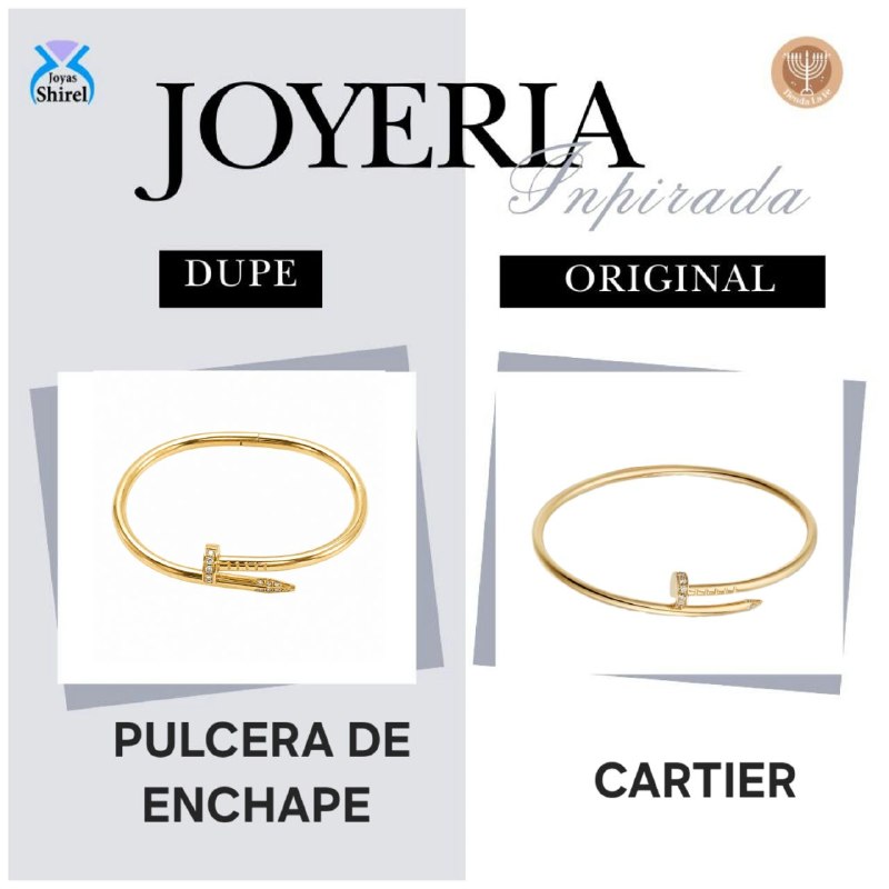PULSERA DE ENCHAPE PARA DAMA CON DISEÑO DE CLAVO CARTIER 6.5CM (DUPE DE CARTIER)
