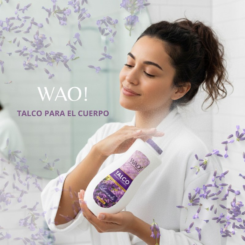 TALCO CORPORAL REFRESCANTE Y SUAVIZANTE PERFUMADO CON EXTRACTO DE LAVANDA WAO! 350G