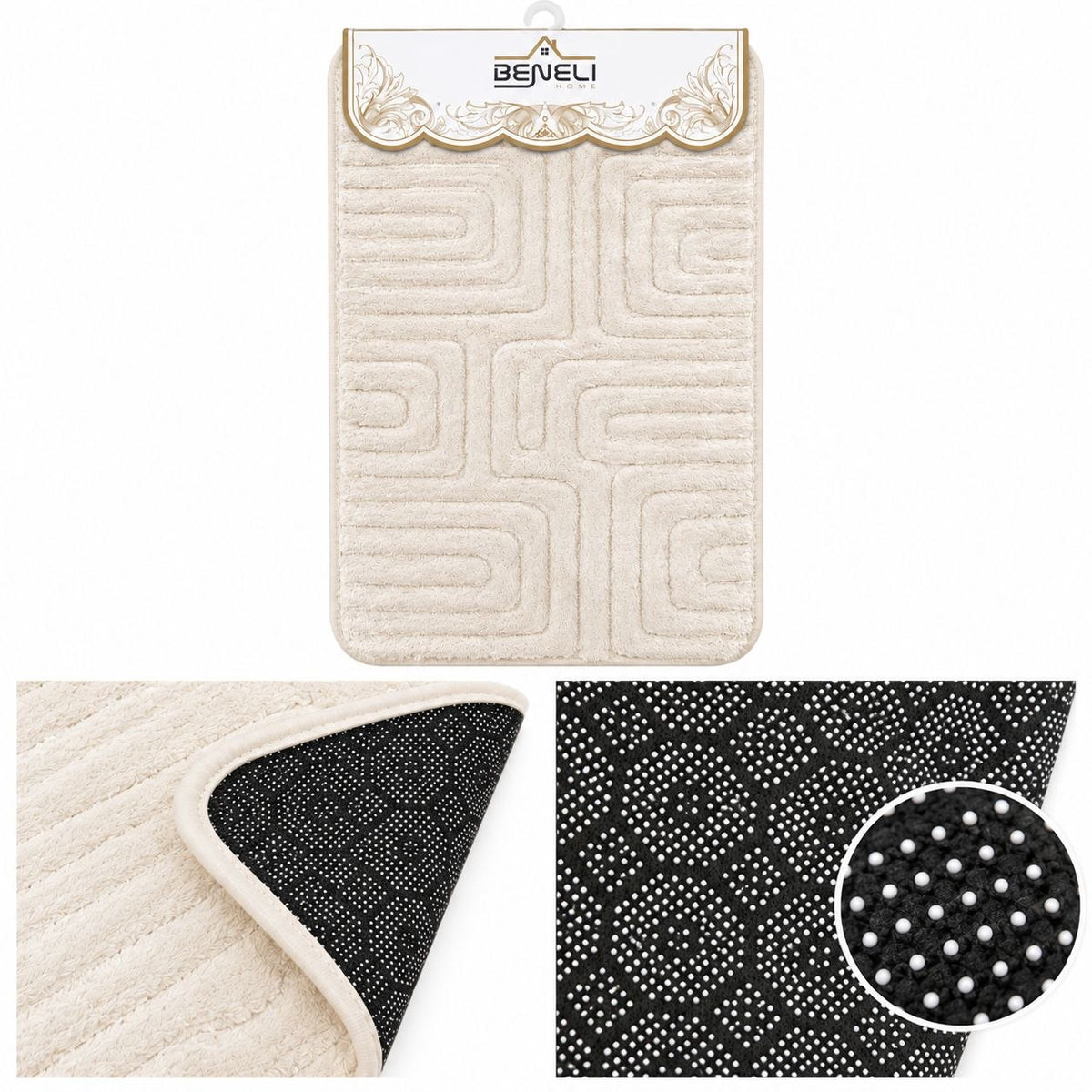 ALFOMBRA DE BAÑO ACOLCHADA Y SUAVE BENELI HOME 59X40CM