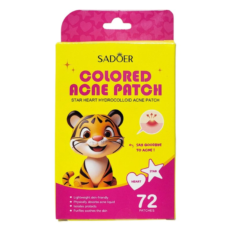 PARCHES HIDROCOLOIDES PARA ACNE CON FORMA DE CORAZON Y ESTRELLA 72UND SADOER