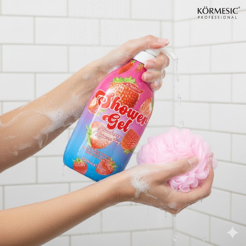 GEL DE DUCHA DE FRESA REJUVENECEDORA, HIDRATANTE Y SUAVIZANTE KORMESIC 800ML