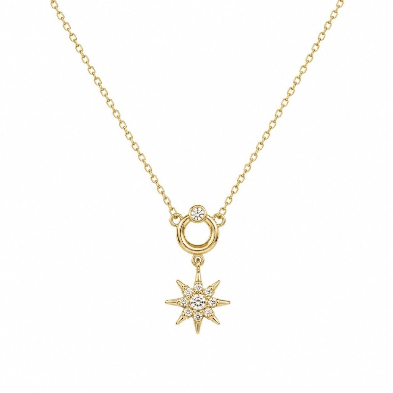 GARGANTILLA DE ENCHAPE PARA DAMA CON DISEÑO DE ESTRELLA DE DAVID 3CM