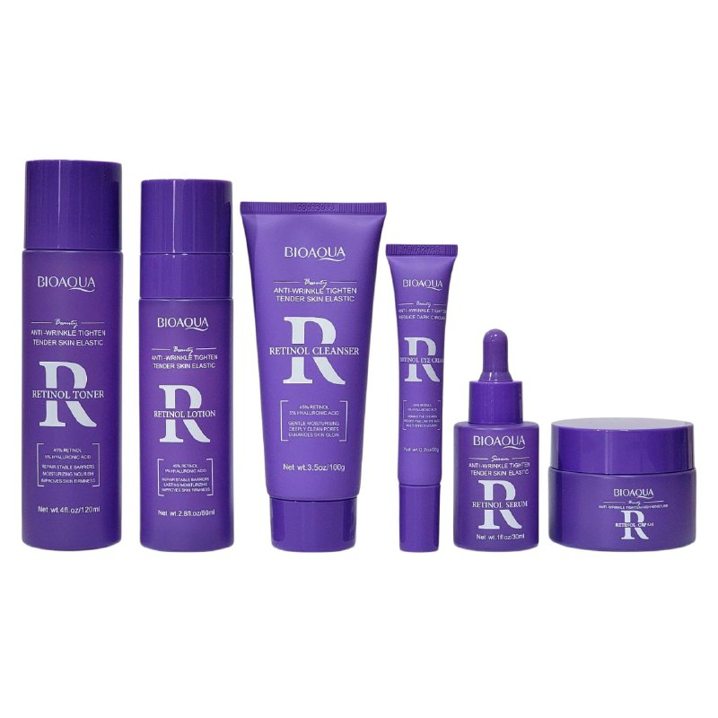 SET DE CUIDADO FACIAL ANTIEDAD, FIRMEZA E HIDRATACION INTENSA CON RETINOL 5% BIOAQUA 6PCS