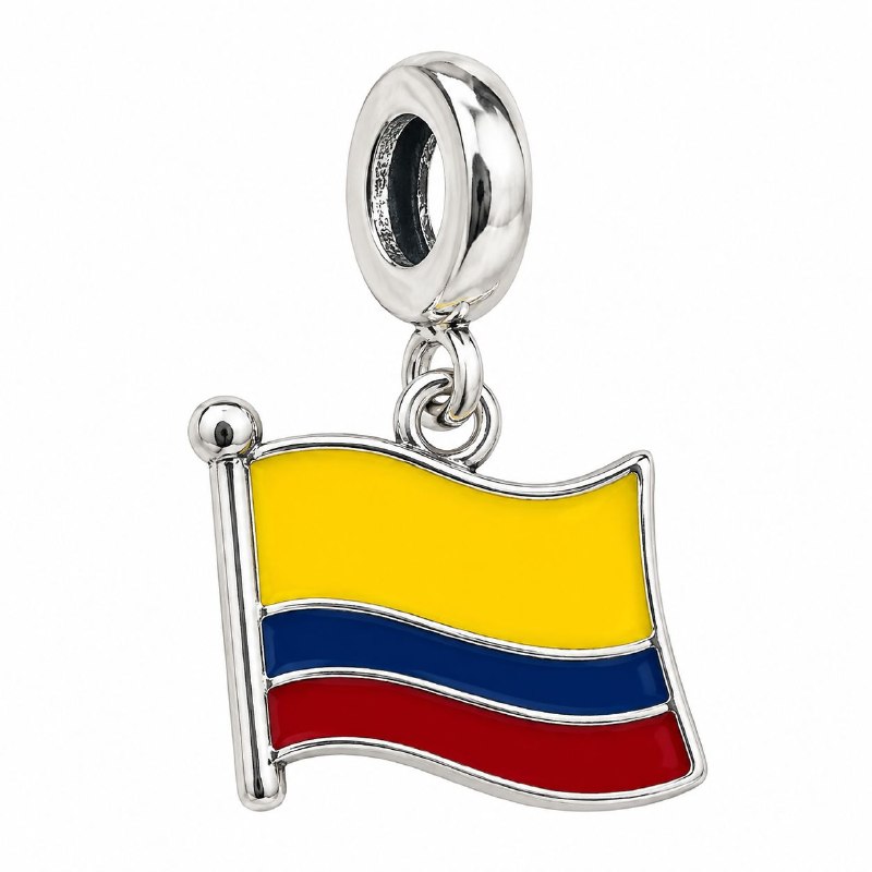 CHARM DE PLATA 9.25 CON DISEÑO DE BANDERA DE COLOMBIA MEDIDA: 2CM PESO: 3G