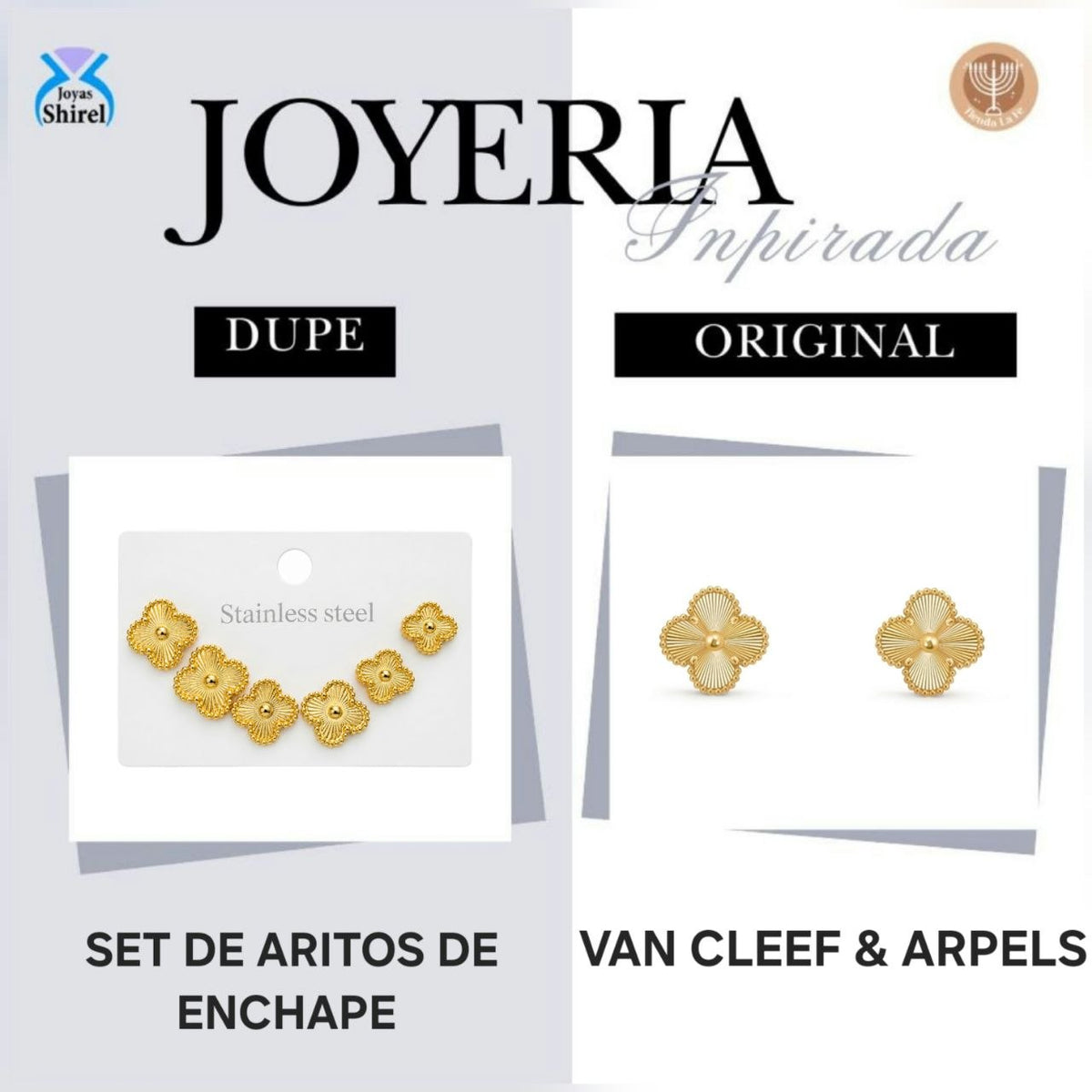 SET DE ARITOS DE ENCHAPE PARA DAMA JUEGO DE 3 PARES CON DISEÑO DE TRÉBOL DE CUATRO HOJAS TEXTURIZADO CON DETALLE CENTRAL 1.2CM, 1CM Y 0.8CM