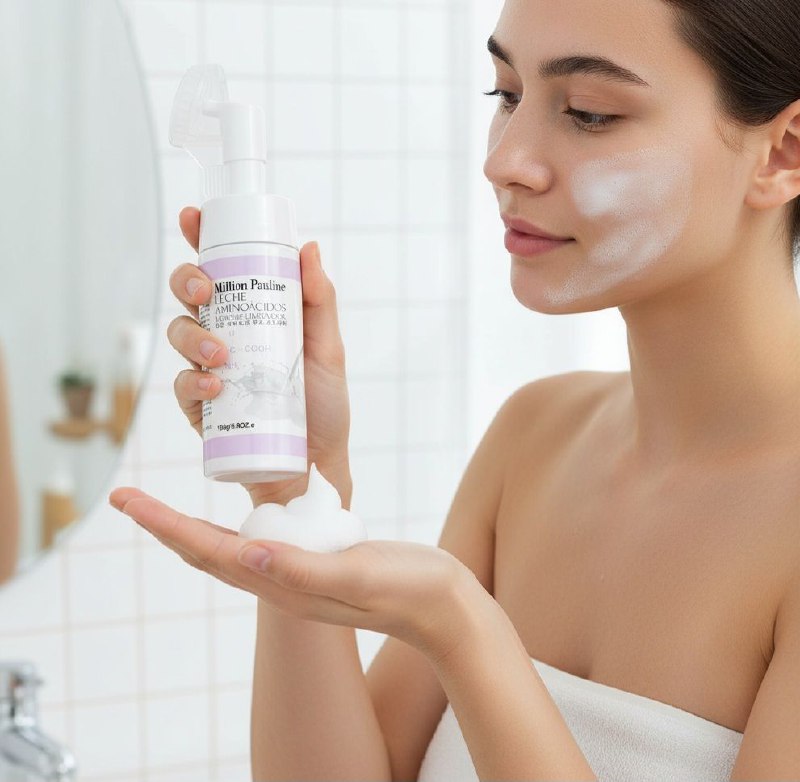LIMPIADOR FACIAL EN ESPUMA DE EXTRACTO DE PROTEINA DE LECHE CON CEPILLO MASAJEADOR MILLION PAULINE 150G