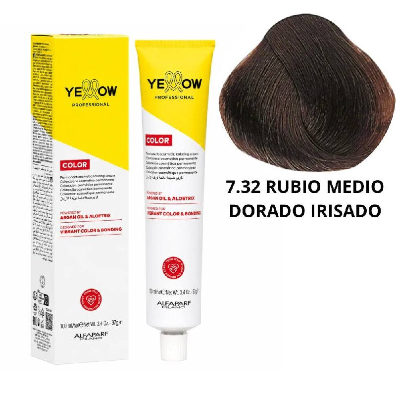 TINTE PERMANENTE PARA EL CABELLO CON ACEITE DE ARGAN Y ALOETRIX TONO 7.32 RUBIO MEDIO DORADO IRISADO ALFAPARF 100ML