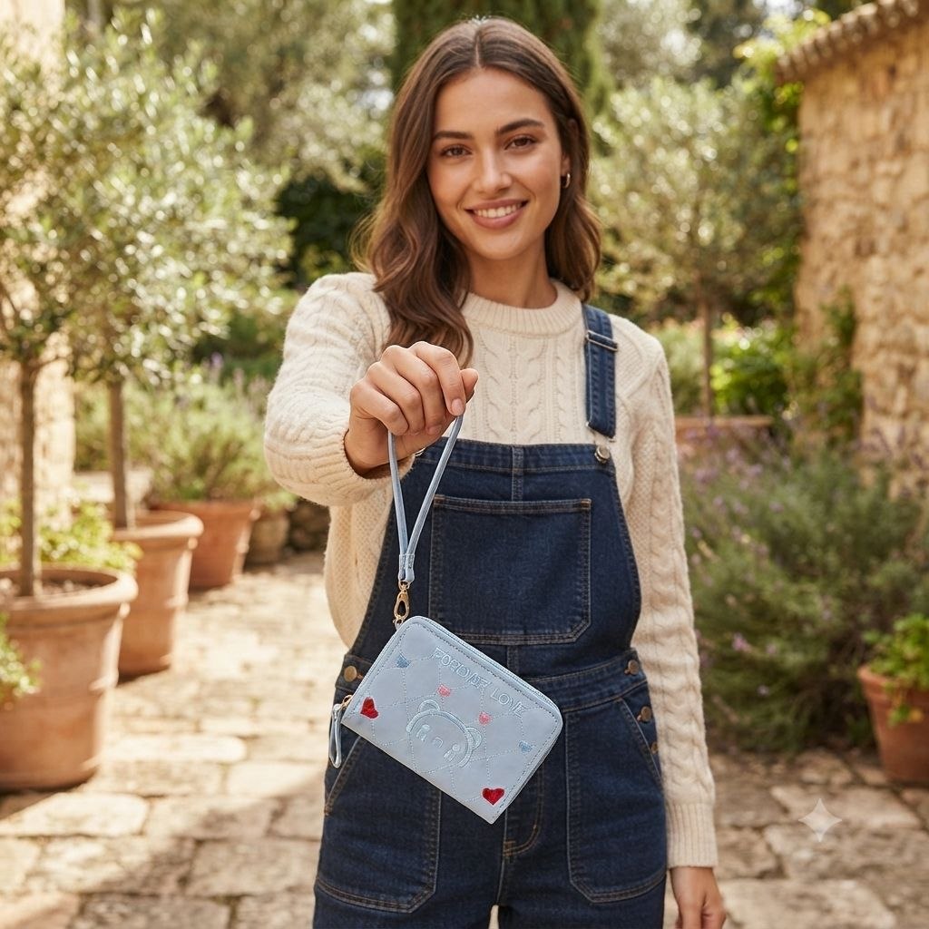 MONEDERO ACOLCHADO ESTILO UN TOQUE DE DULZURA INTERIOR ES SUMAMENTE FUNCIONAL 12X15CM