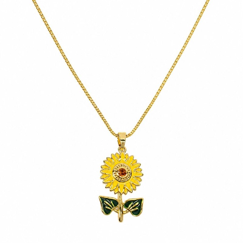 GARGANTILLA DE ENCHAPE PARA DAMA CON DISEÑO DE GIRASOL 3.1CM