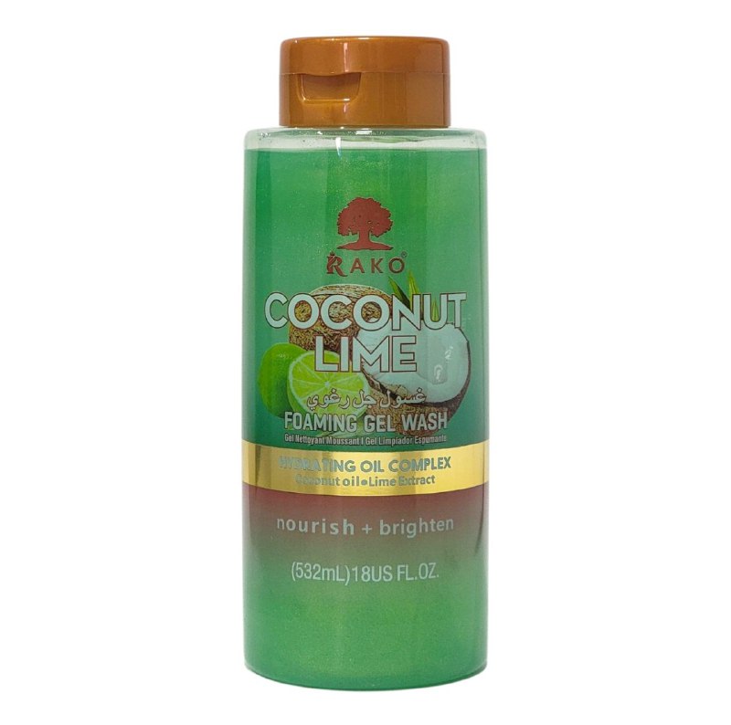 GEL DE DUCHA DE LIMPIEZA ESPUMOSO HIDRATANTE CON ACEITE DE COCO Y EXTRACTO DE LIMON, ILUMINA E HIDRATA LA PIEL RAKO 532ML