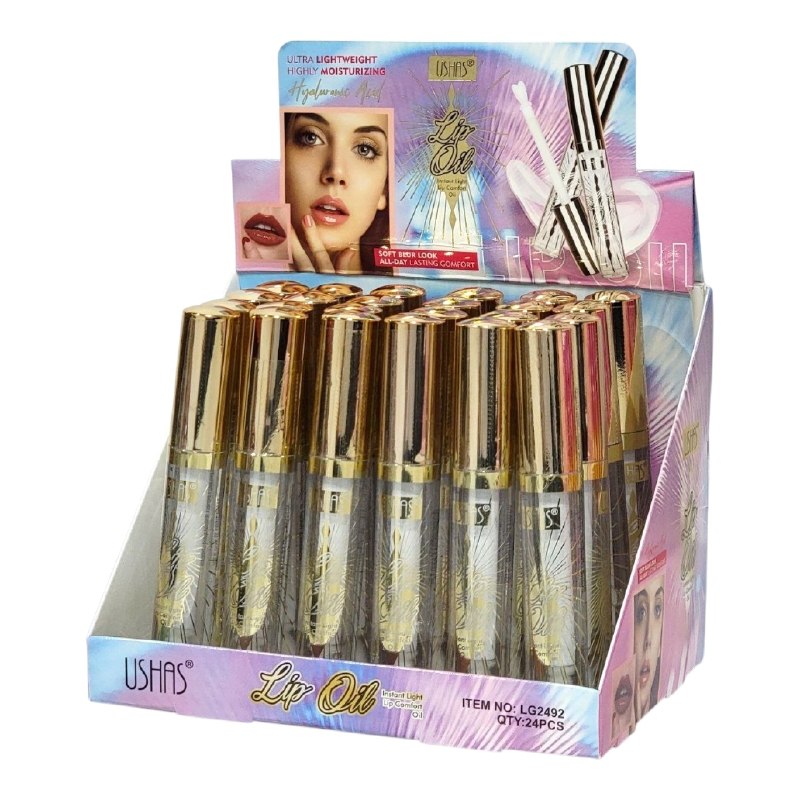 BRILLO LABIAL ACEITE RECONFORTANTE PARA LABIOS INSTANTANEO LIGERO HIDRATANTE CON ACIDO HIALURONICO USHAS 2G
