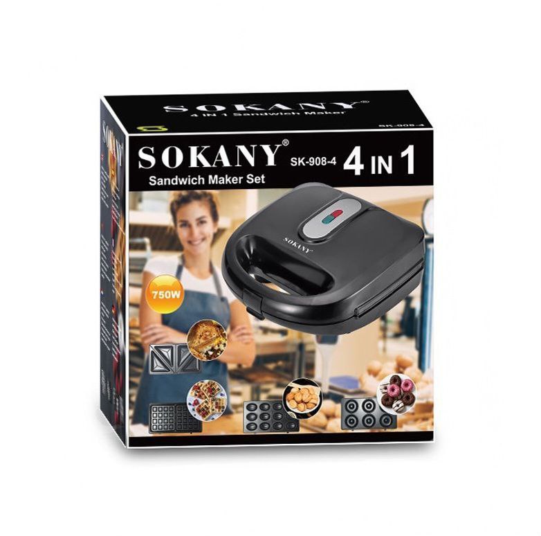MAQUINA SANDWCHERA 4 EN 1, 750W SK-908-4 SOKANY