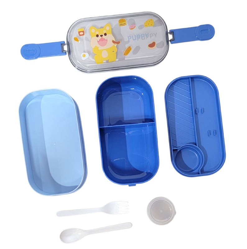 LONCHERA EN KIT CON SEPARADOR , CUBIERTOS Y PAILA PARA SALSA 4 COLORES