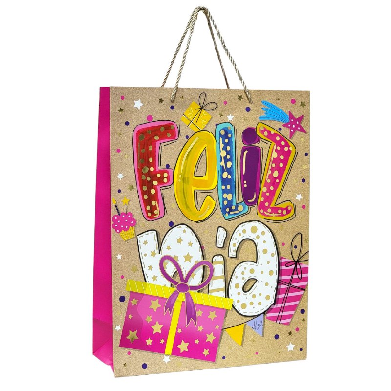 BOLSA DE REGALO DE FELIZ DIA GRANDE 30X12X41.5CM