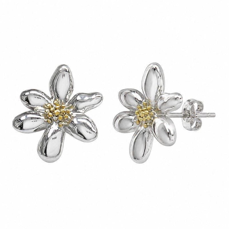 ARITOS DE ENCHAPE PARA DAMA CON DISEÑO DE FLOR 3CM