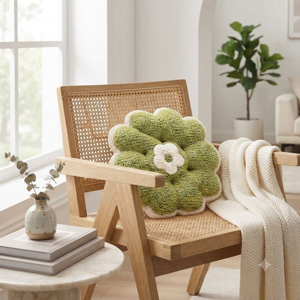 COJÍN EN FORMA DE FLOR PREMIUM ASIENTO DE PANA SUAVE Y DISEÑO ERGONÓMICO BICOLOR 42x46.3 CM