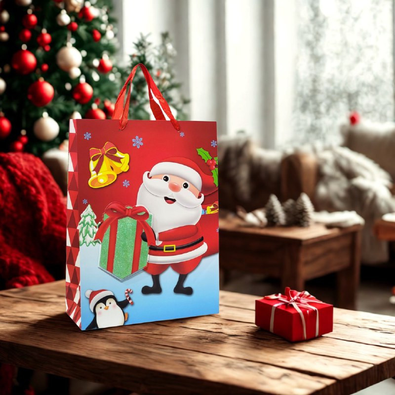 BOLSA DE REGALO NAVIDEÑA MEDIANA 26X32X10CM