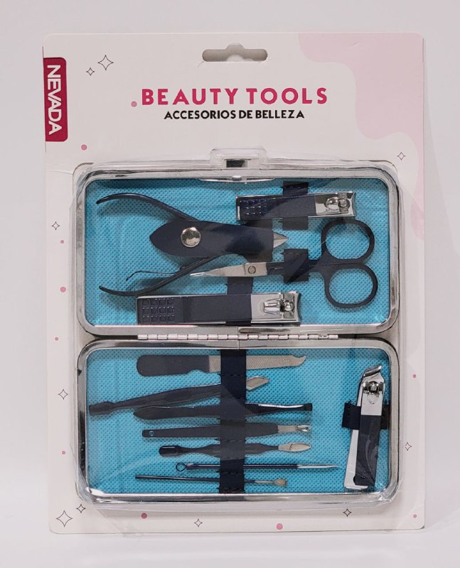 SET MANICURE, DE MANICURA DE 12 PIEZAS CON ESTUCHE, ACCESORIOS DE BELLEZA NEVADA BEAUTY TOOLS
