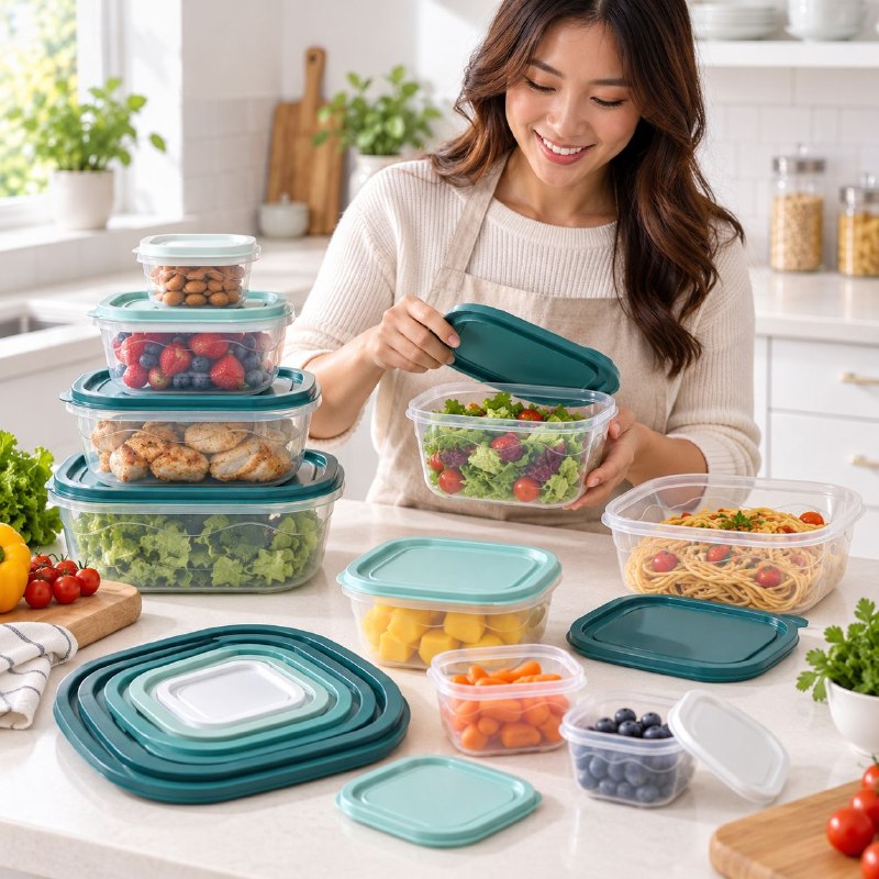 SET DE 5PCS DE RECIPIENTE PANA PLASTICAS TRANSPARENTES ORGANIZADORA DE ALIMENTOS BENELI HOME