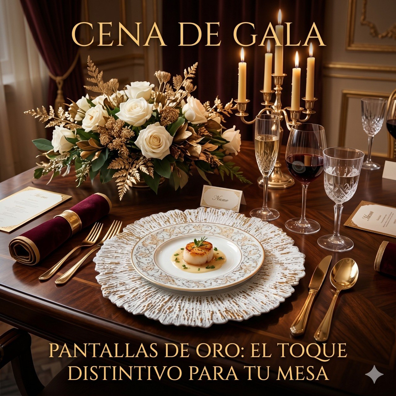 PLATO DE CARGA DECORATIVO BLANCO CON DETALLES DORADOS DE PLASTICO 31CM