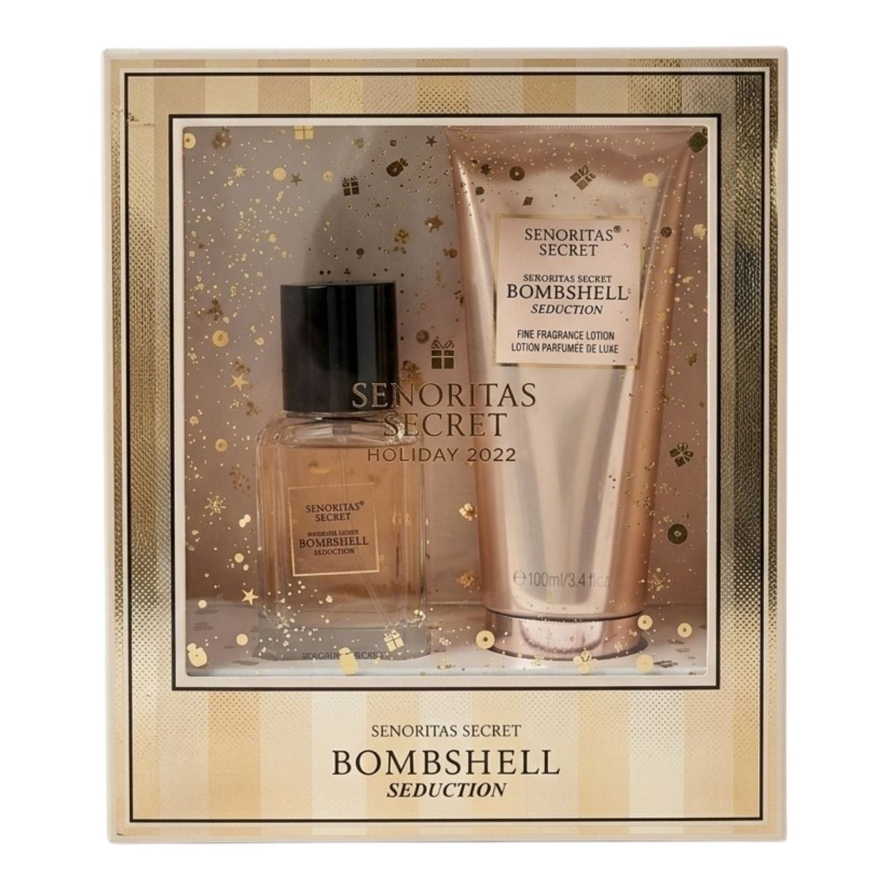 SET SENORITAS SECRET BOMBSHELL SEDUCTION SPLASH 75ML Y CREMA CORPORAL 100ML (M) (AROMA SIMILAR A VICTORIAS SECRET BOMBSHELL SEDUCTION)