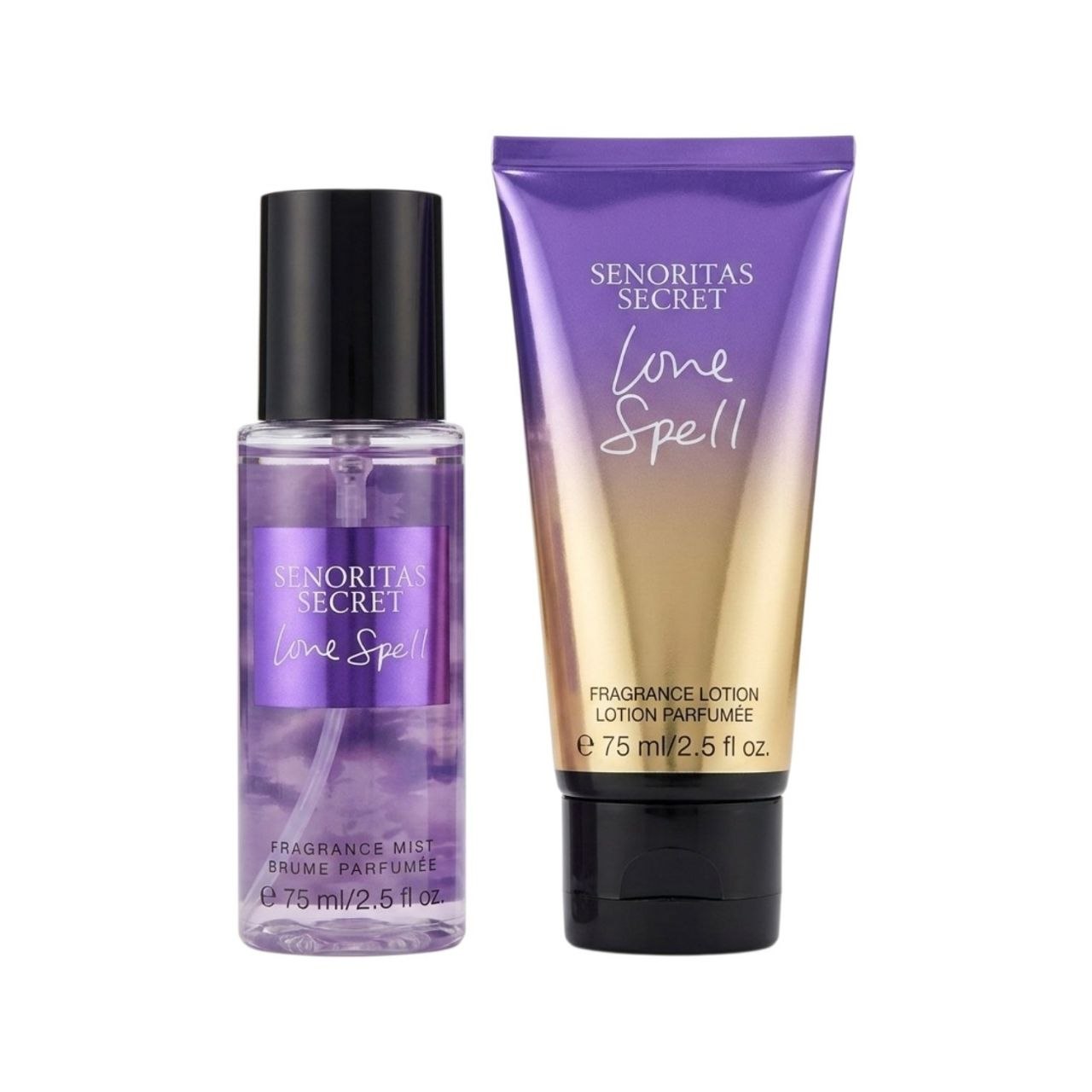 SET SENORITAS SECRET LOVE SPELL SPLASH 75ML Y CREMA CORPORAL 75ML (M) (AROMA SIMILAR A VICTORIAS SECRET LOVE SPELL)