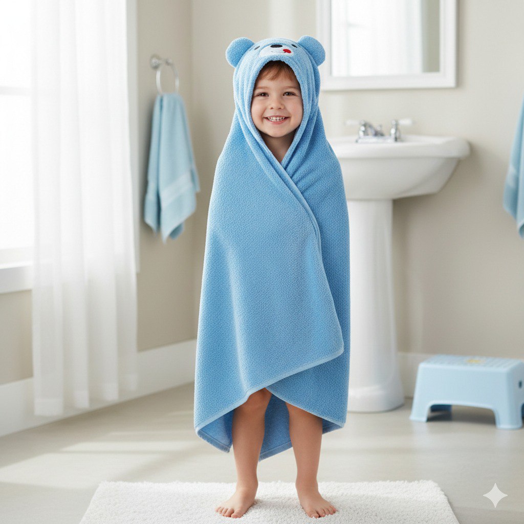 TOALLA DE BAÑO PARA NIÑOS DE MICROFIBRA CON TEXTURA TIPO NUBE COLACO