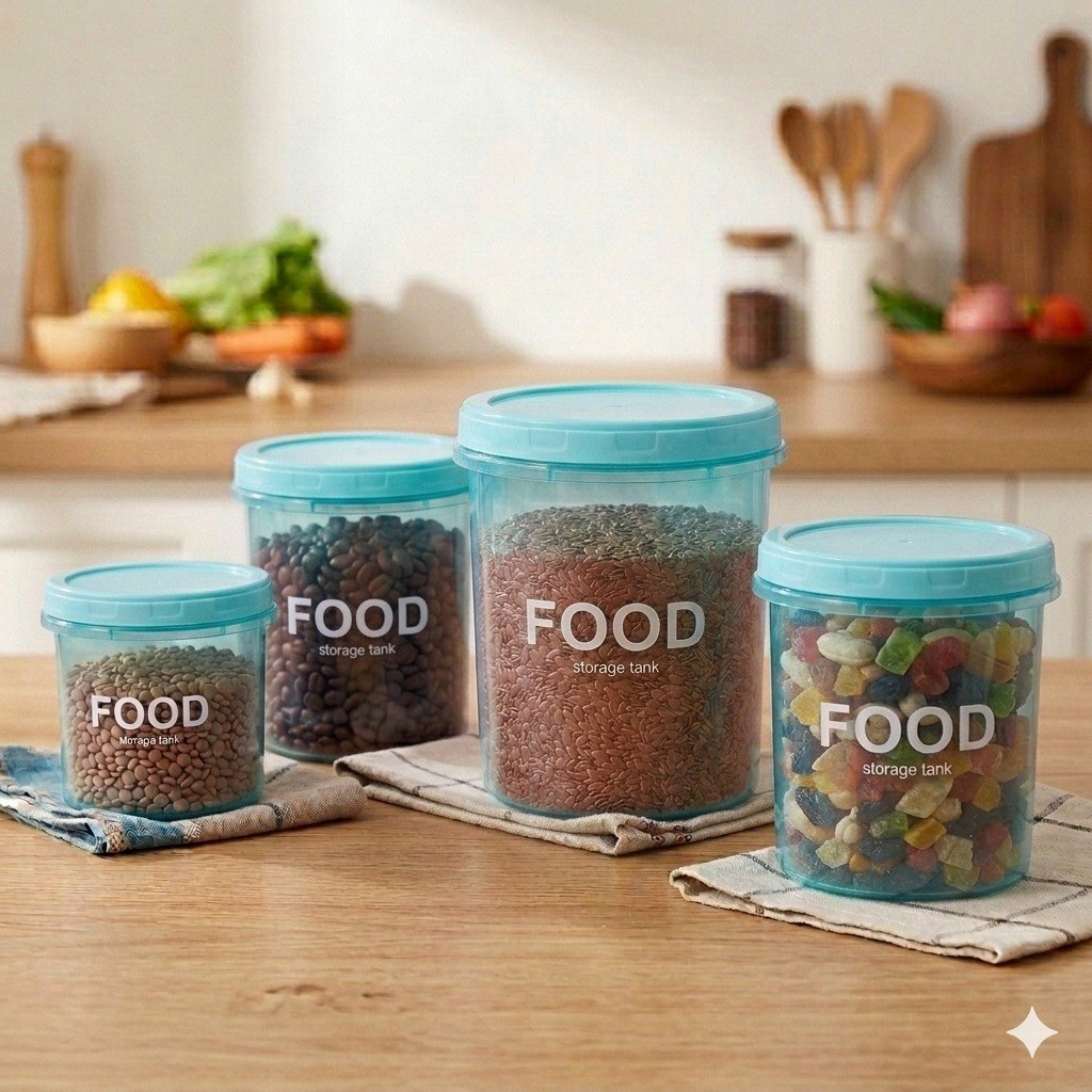 SET DE RECIPIENTES CONTENEDORES PARA ALIMENTOS CON CIERRE HERMETICO 4PCS
