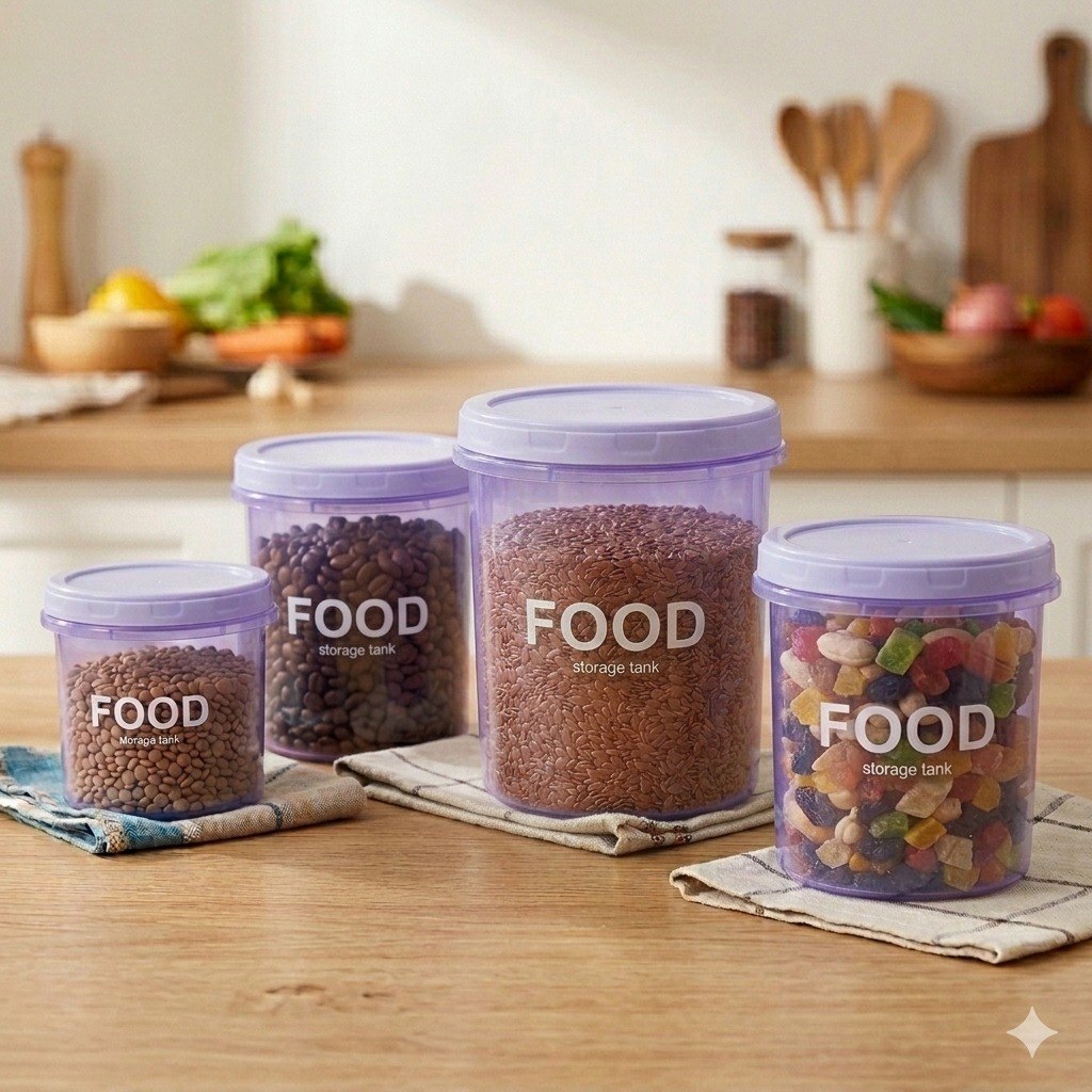 SET DE RECIPIENTES CONTENEDORES PARA ALIMENTOS CON CIERRE HERMETICO 4PCS
