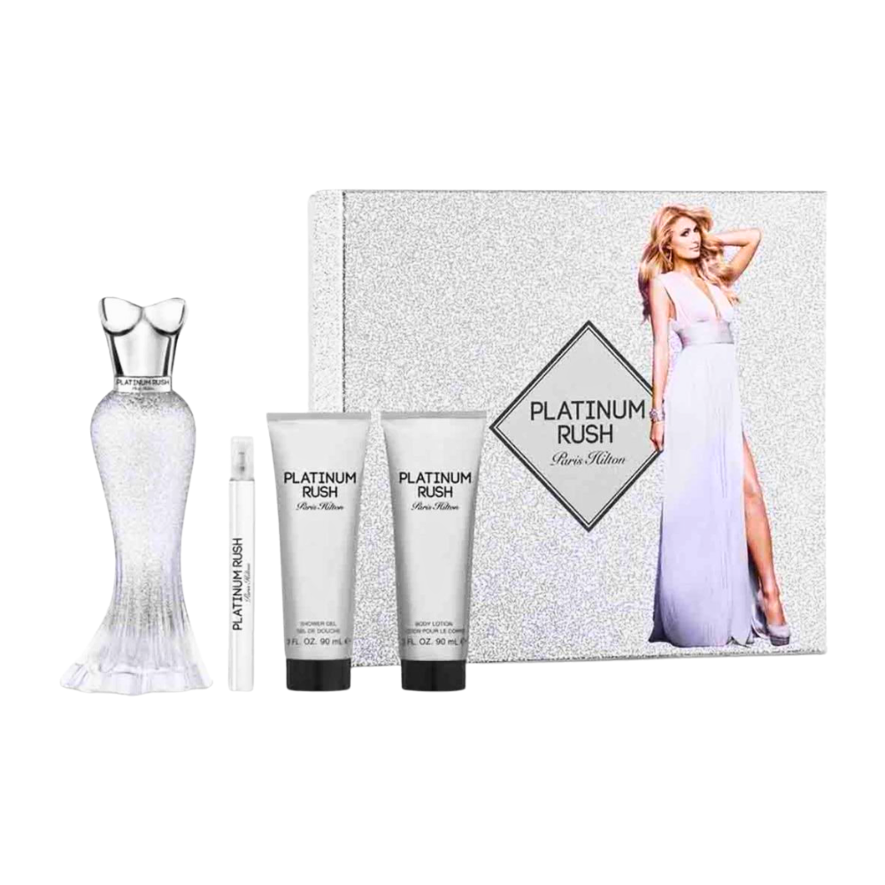 SET PARIS HILTON PLATINUM RUSH EDP 100ML EDP 10ML GEL DE DUCHA 90ML CREMA CORPORAL 90ML (M)