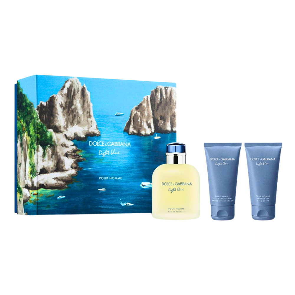SET DOLCE & GABBANA LIGHT BLUE FOR MEN EDT 125ML, AFTER SHAVE 50ML, SHOWER GEL 50ML (H)