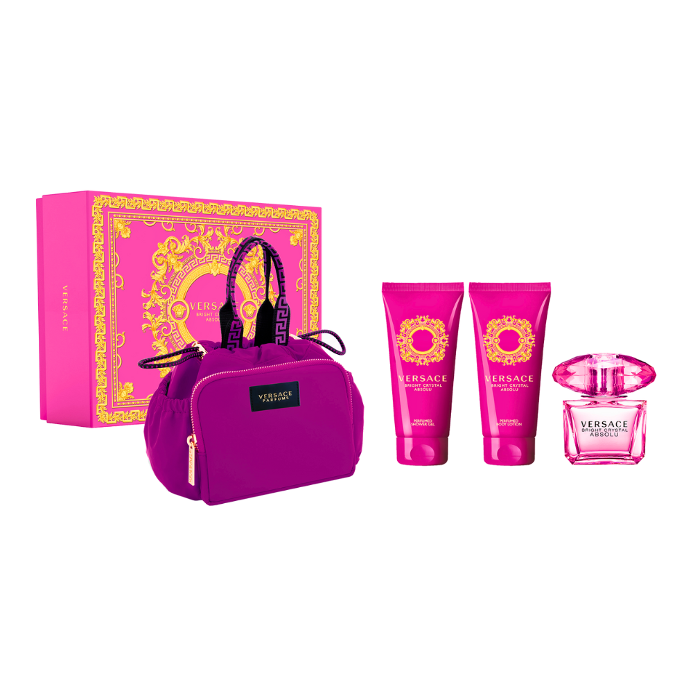 SET VERSACE BRIGHT CRYSTAL ABSOLU EDP 90ML GEL DE DUCHA 100ML CREMA CORPORAL 100ML BOLSA DE VIAJE (M)