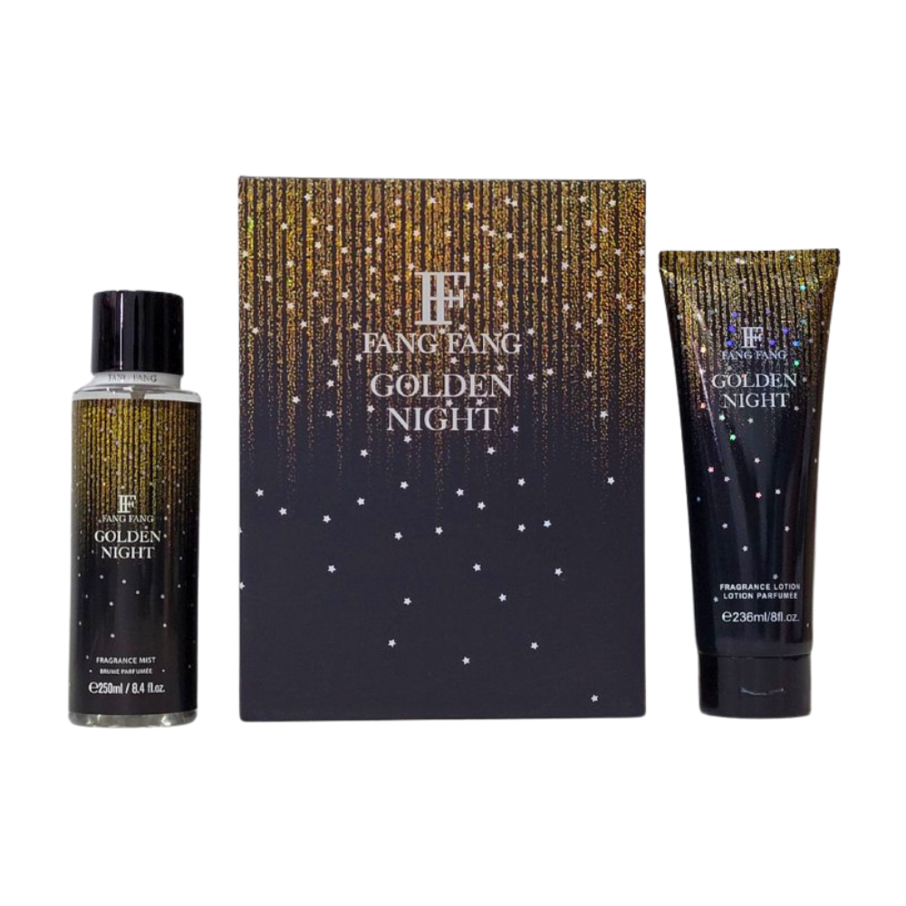 SET FANG FANG FANG GOLDEN NIGHT SPLASH 250ML, BODY LOTION 236ML (M)