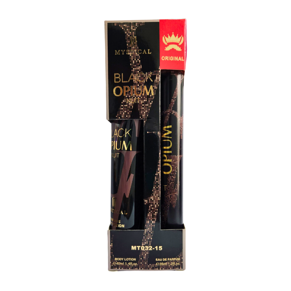 SET PERFUME EN TUBO PARA DAMA MYSTICAL BLACK OPIUM NUIT EDP 35ML, BODY LOTION 40ML (M)