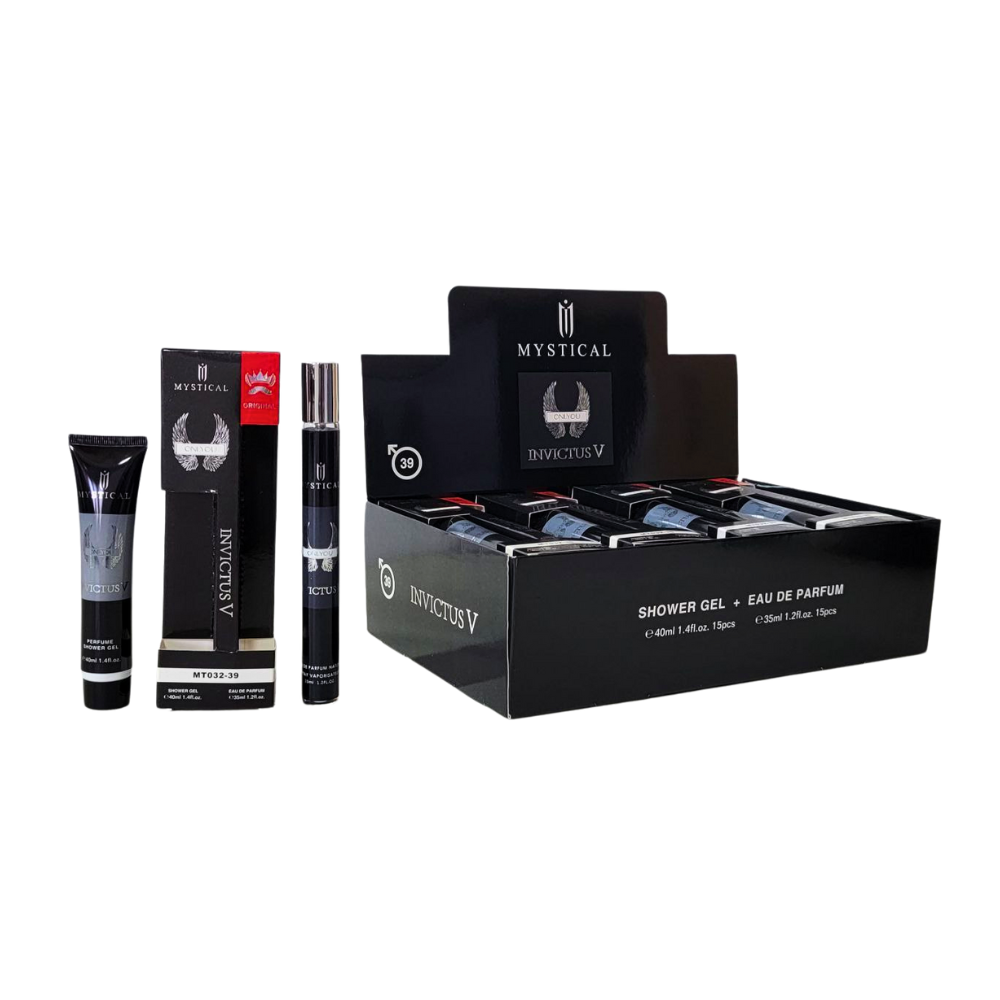 SET PERFUME EN TUBO PARA HOMBRE MYSTICAL 39 INVICTUS V EDP 35ML, SHOWER GEL 40ML (H)